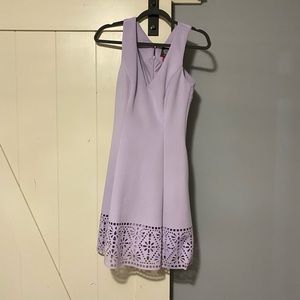 Sleeveless Lasercut Hem Scuba Fit and Flare Dress